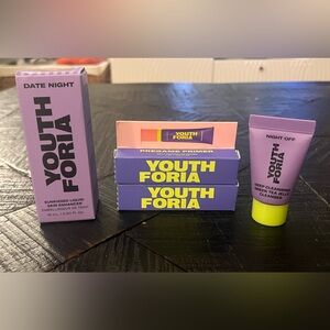 YouthForia Travel Skincare Bundle 2 Primers, Liquid Bronzer, & Cleanser NIB